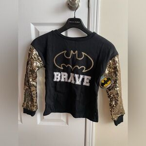 BNWT Batman Authentic Black and Gold Sequin Sleeve Crewneck